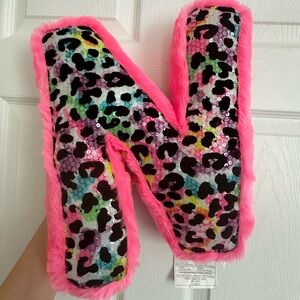 NWT Justice Initial Cheetah Decorative Pillow: “N”